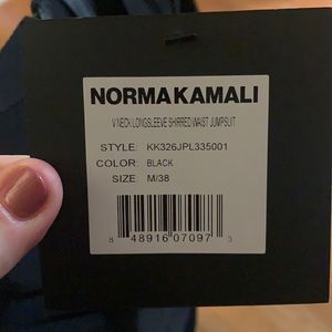 Norma Kamali Women's V Neck Longsleeve Shirred Waist Jumpsuit